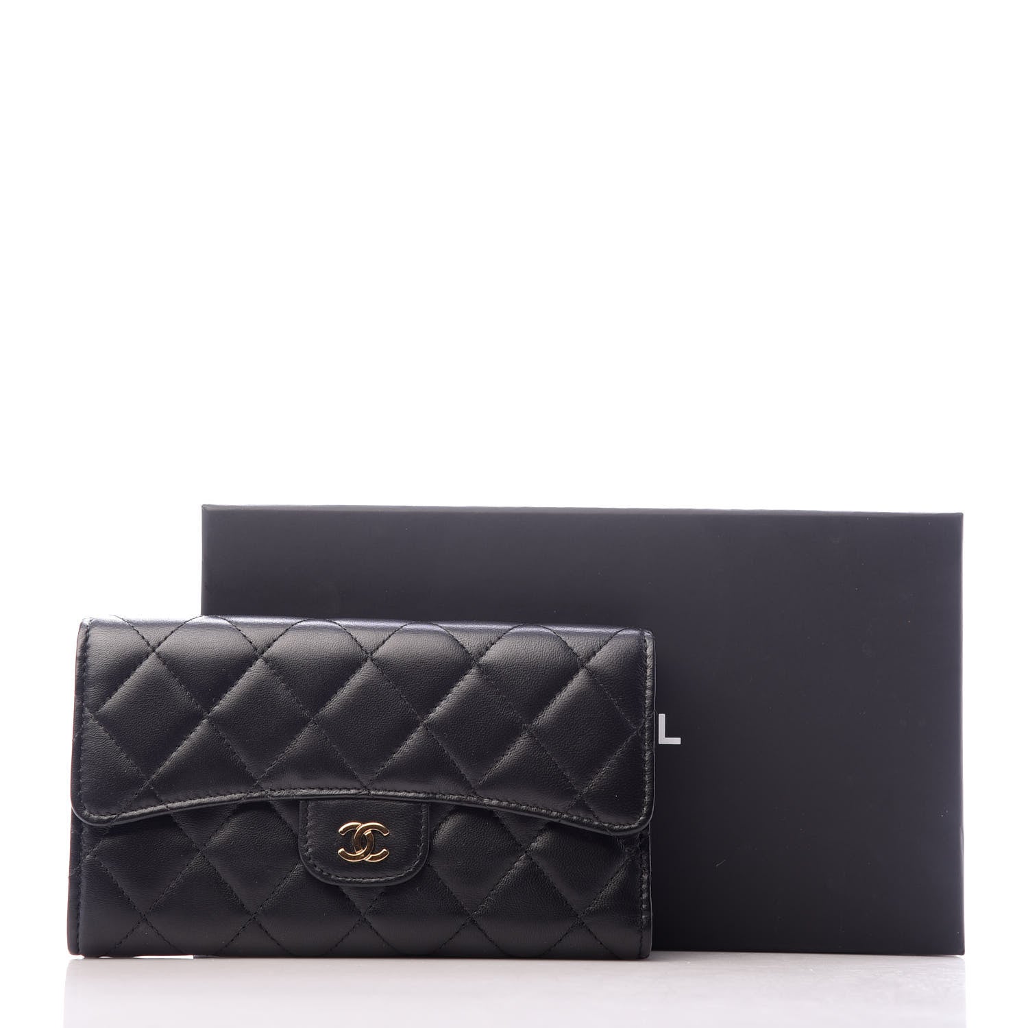 Chanel Lambskin Quilted Large Flap Wallet Black 7 of 7