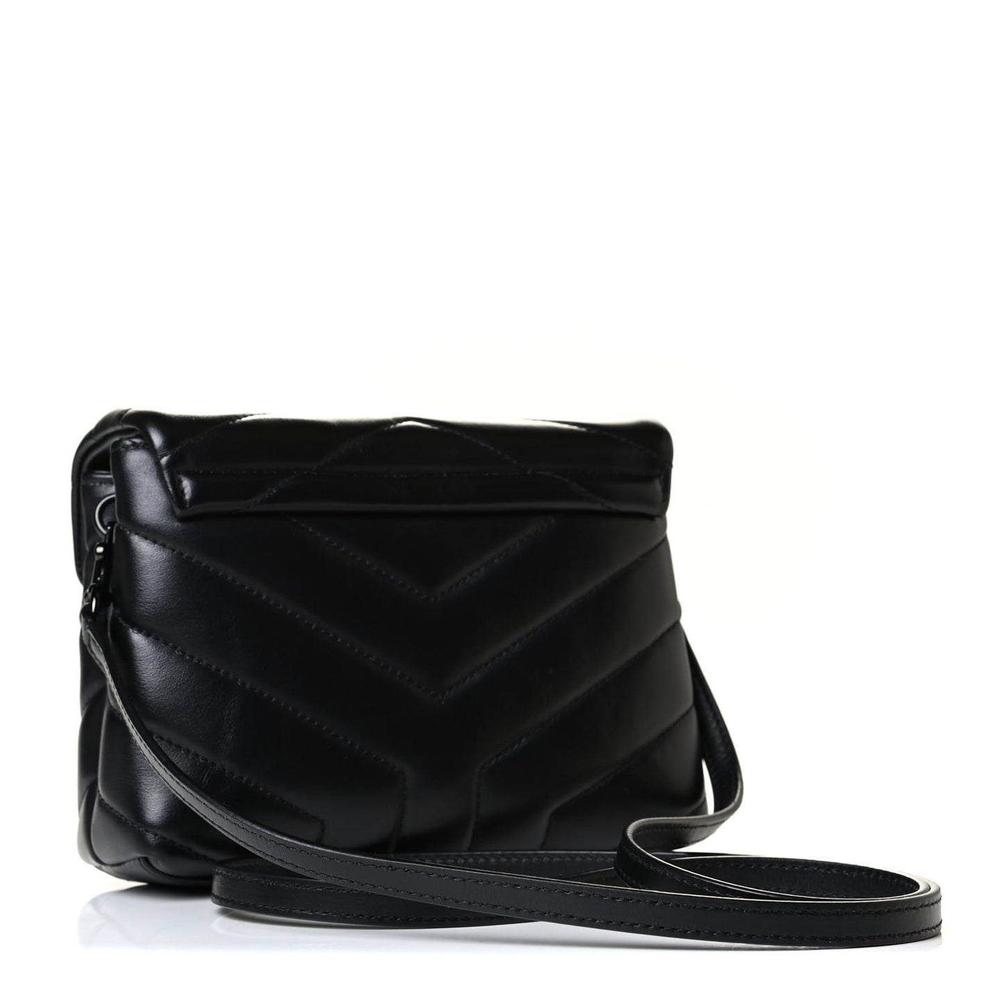 Calfskin Y Quilted Monogram Toy Loulou Crossbody Bag Black