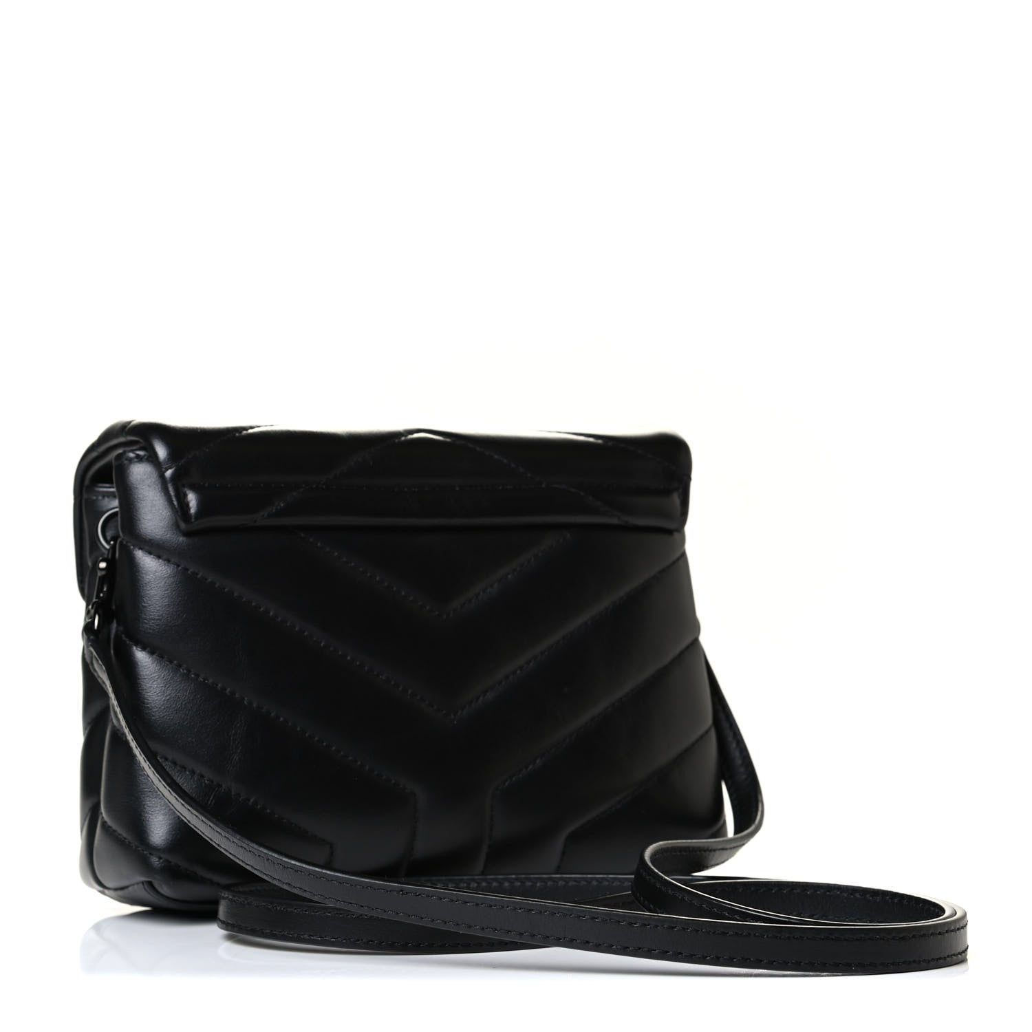Saint Laurent Calfskin Y Quilted Monogram Toy Loulou Crossbody Bag Black 2 of 7