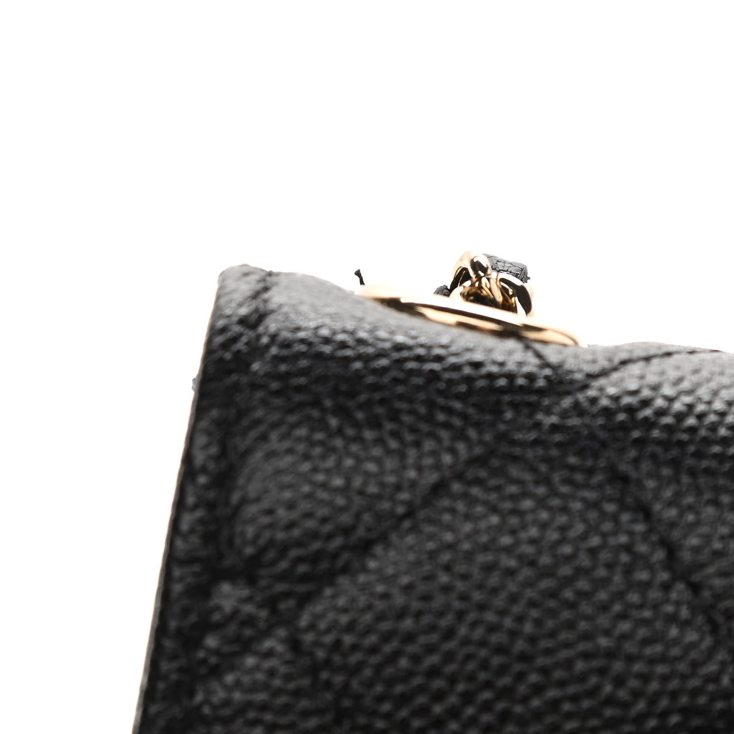 Caviar Quilted Golden Class Phone Holder Black