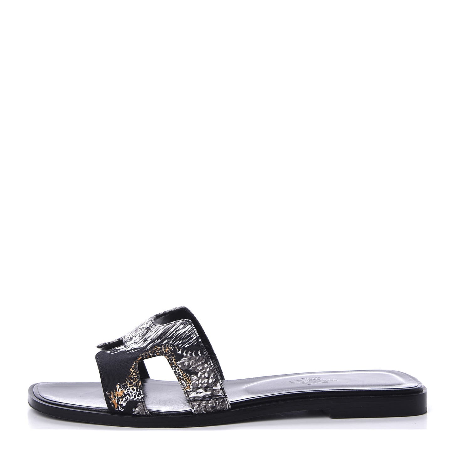 Silk Printed Equateur Tattoo Oran Sandals 37.5 Black