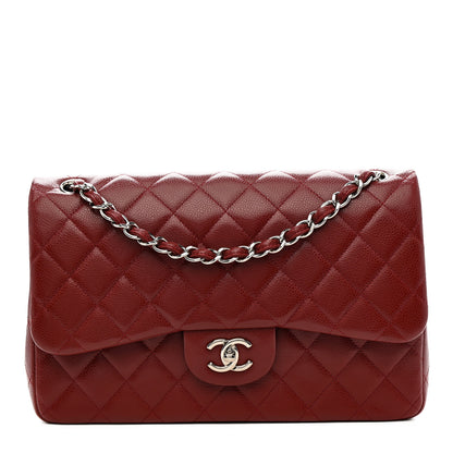 Chanel Caviar Quilted Jumbo Double Flap Dark Red 1 of 12