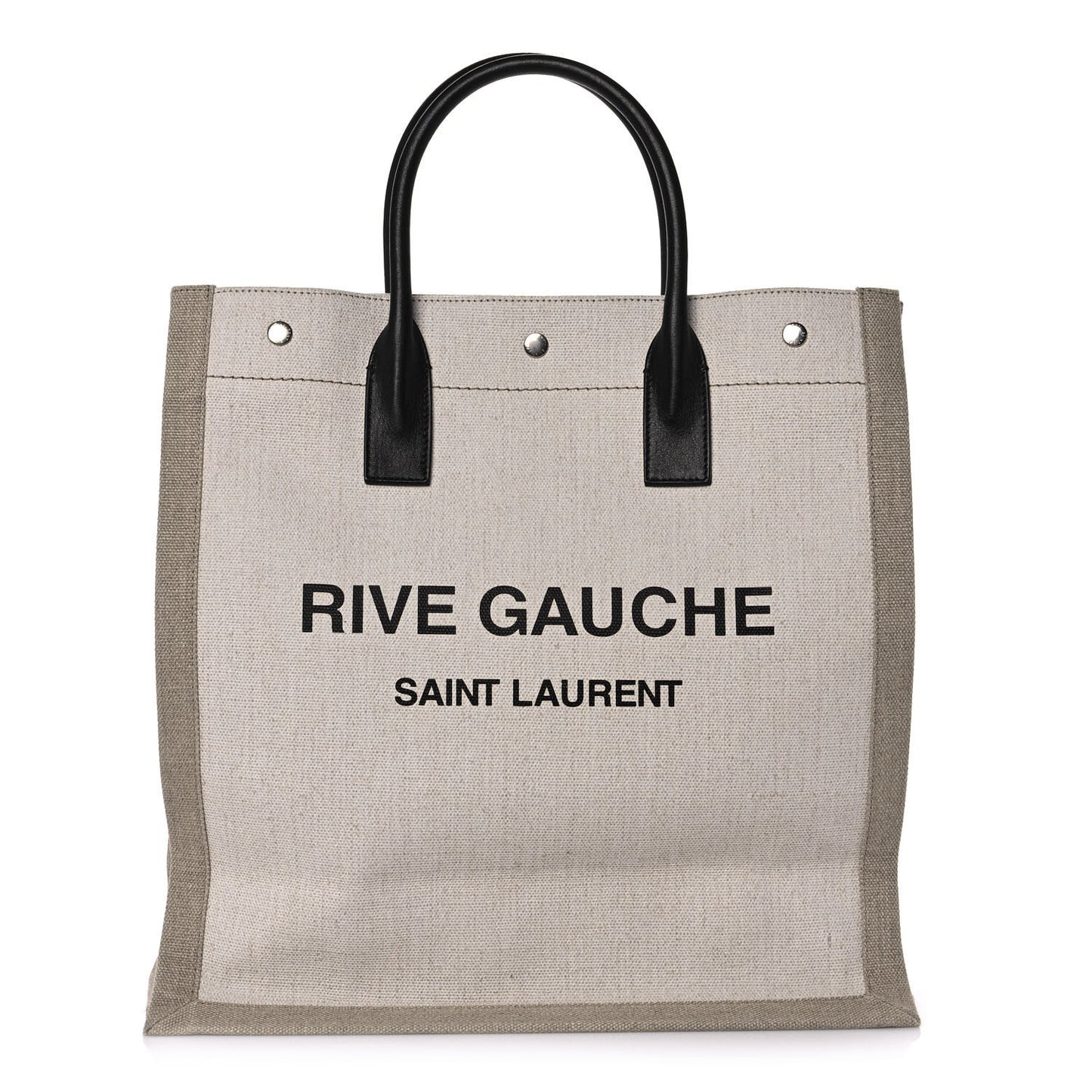 Linen Calfskin Rive Gauche North South Tote Optic White