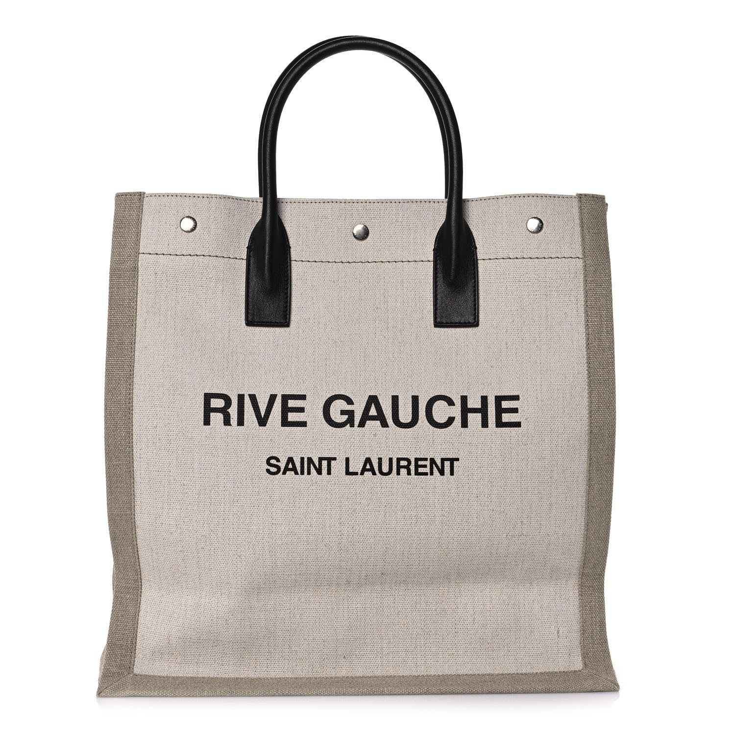 Saint Laurent Linen Calfskin Rive Gauche North South Tote Optic White 1 of 9