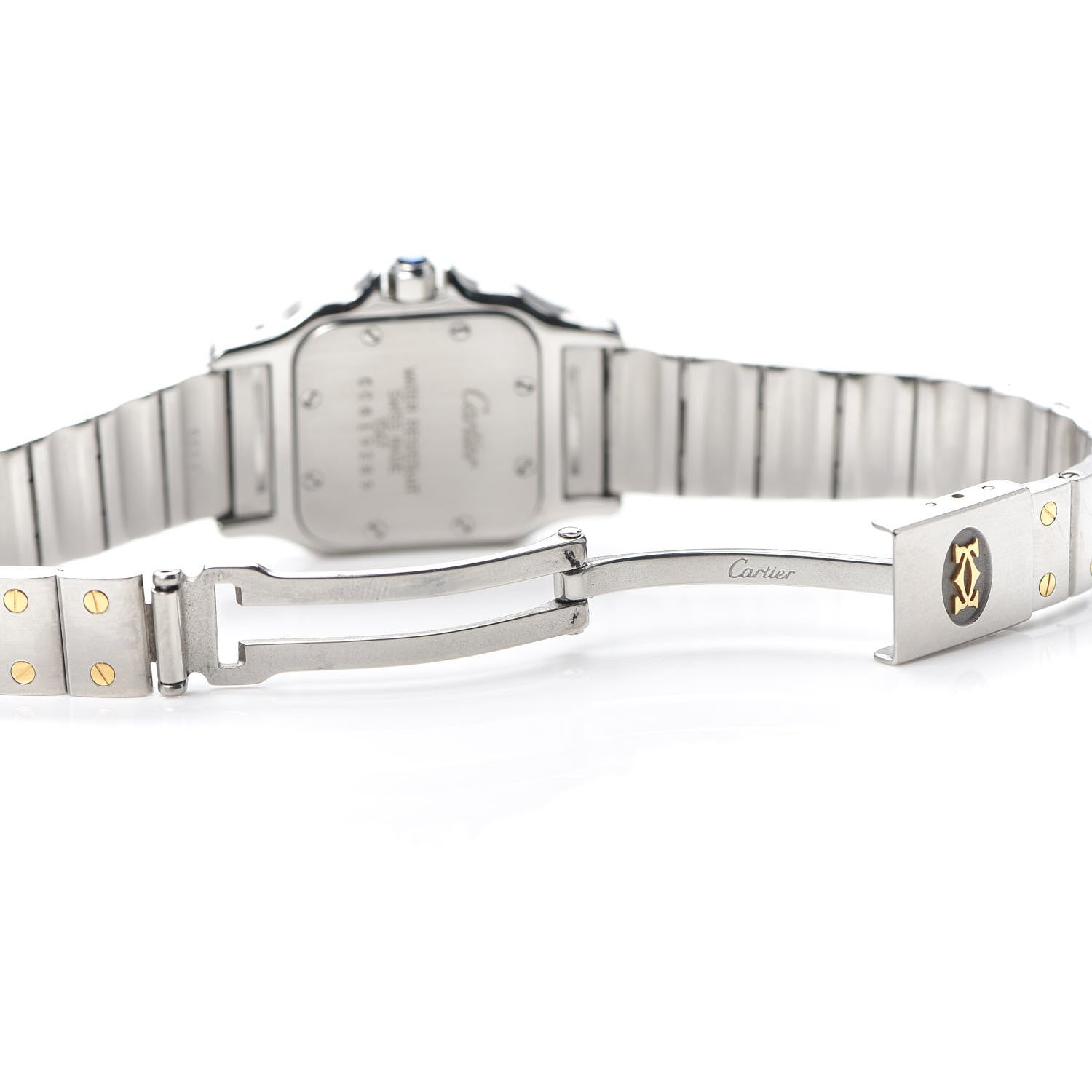 Cartier Stainless Steel 18K Yellow Gold 24mm Santos De Cartier Galbee Quartz Watch 4 of 4