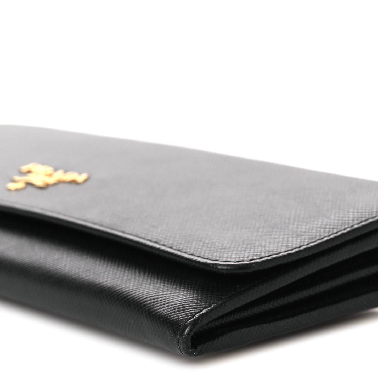 Saffiano Metal Oro Chain Wallet Black