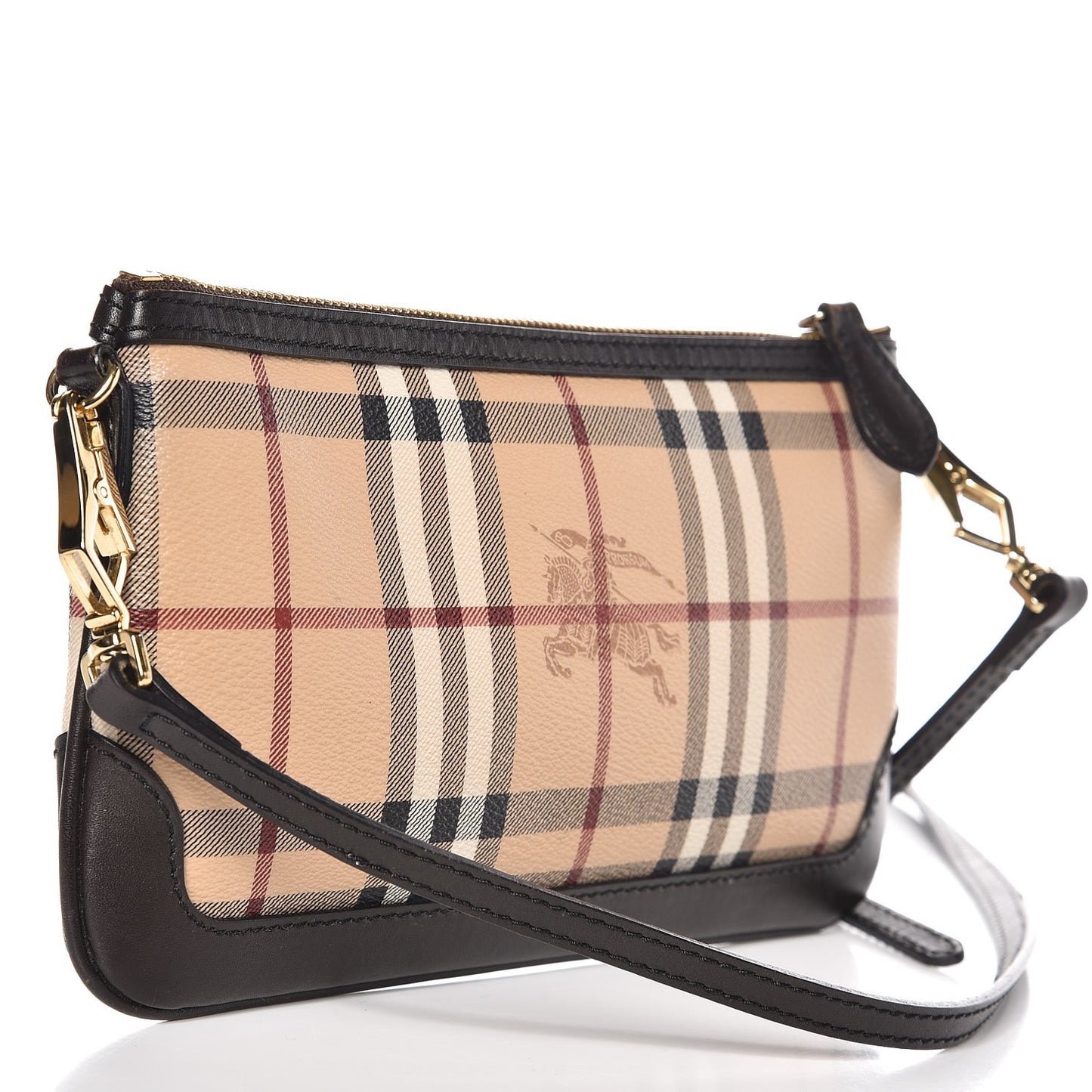Haymarket Check Small Peyton Crossbody Clutch Bag Chocolate