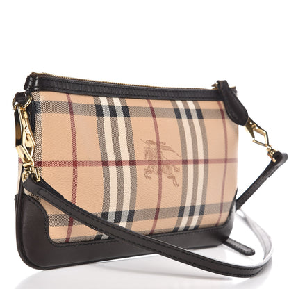 Burberry Haymarket Check Small Peyton Crossbody Clutch Bag Chocolate 3 of 7
