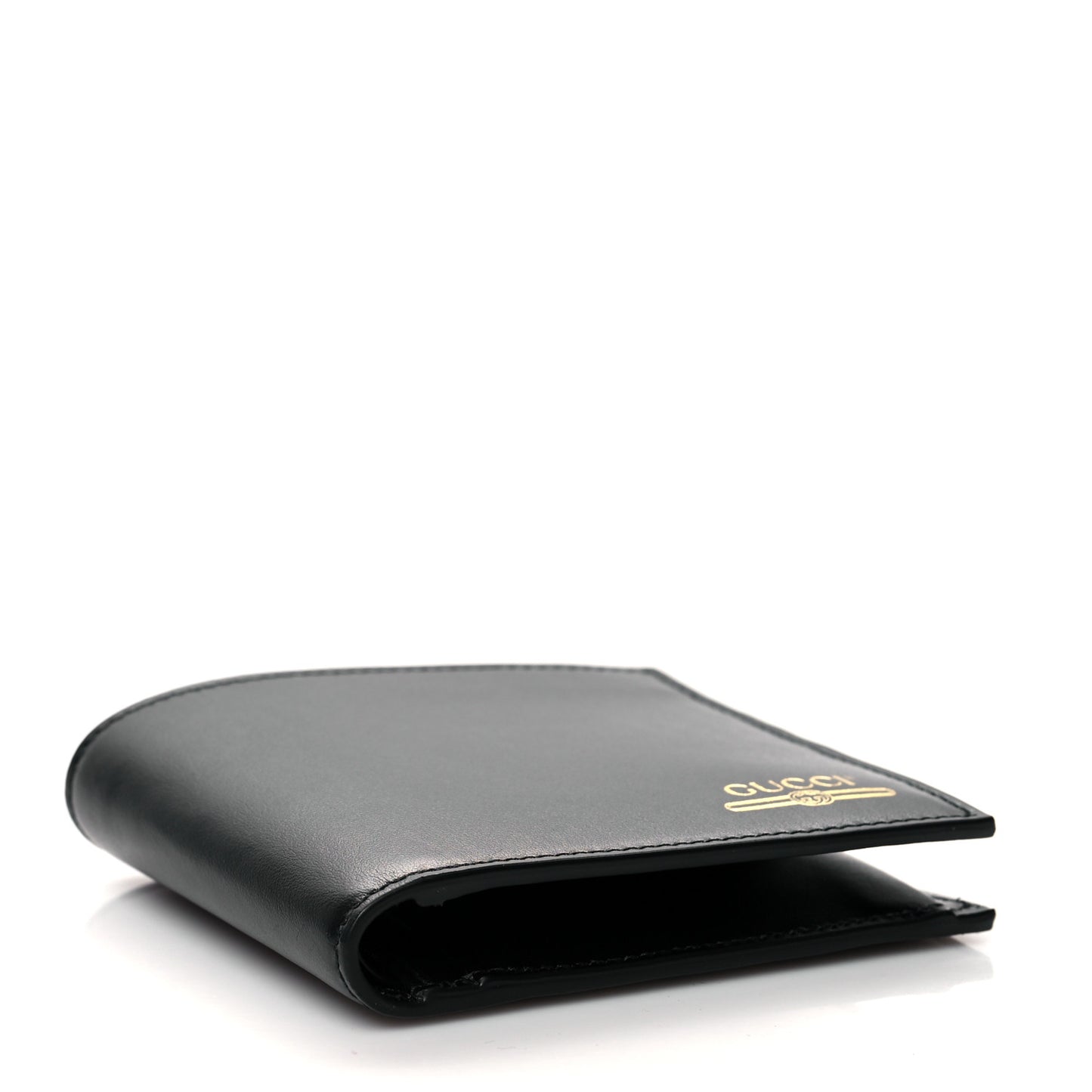 Plutone Calfskin Logo Bi-Fold Wallet Black
