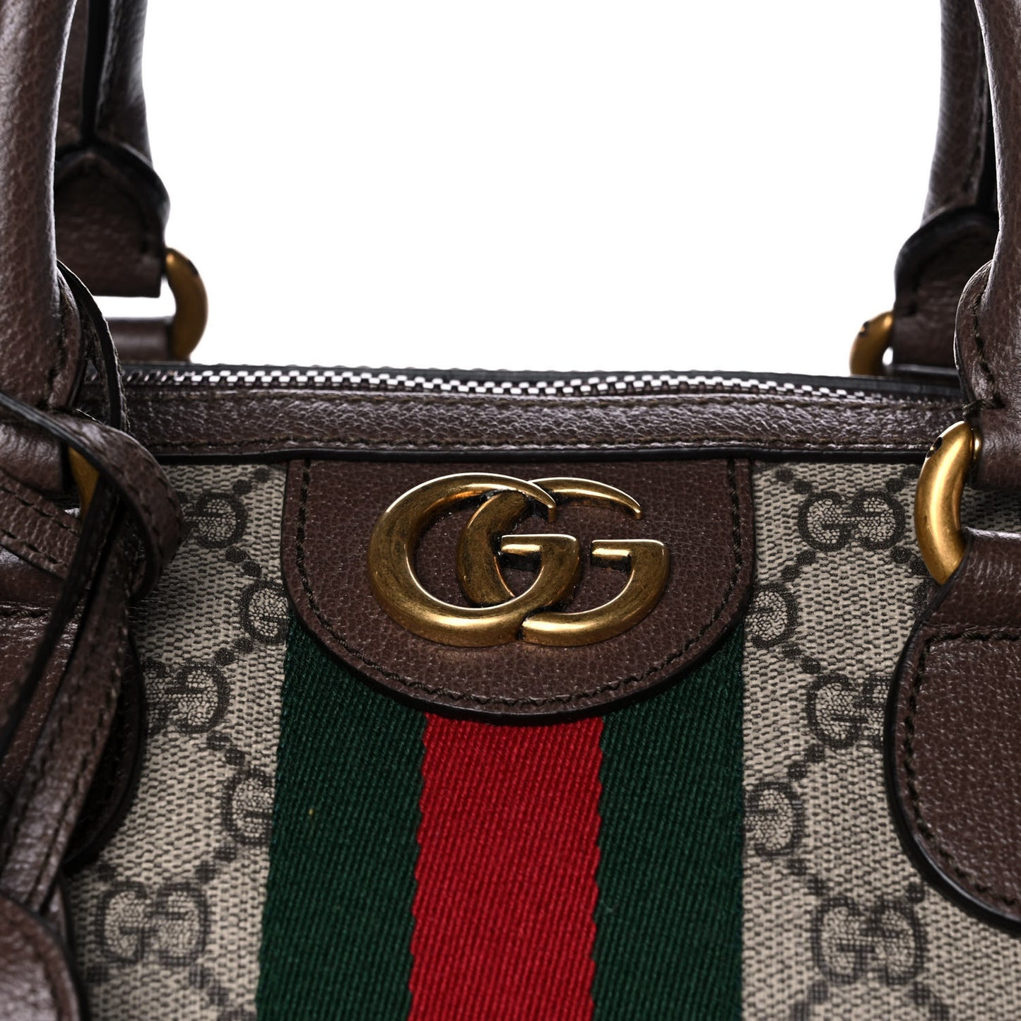 GG Supreme Monogram Textured Dollar Calfskin Web Medium Ophidia Carry-On Duffle Bag Beige Ebony New Acero