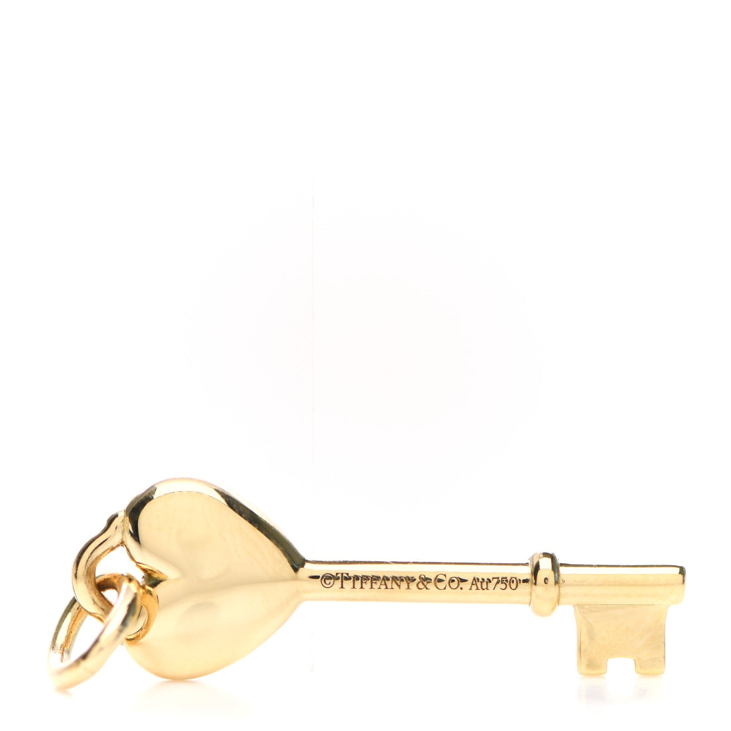 18K Yellow Gold Enamel Mini Heart Key Pendant Blue