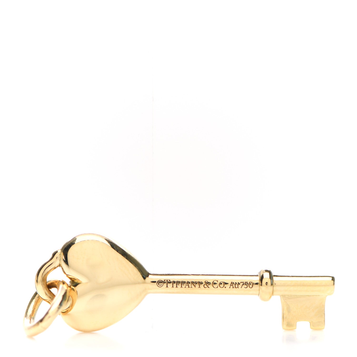 Tiffany 18K Yellow Gold Enamel Mini Heart Key Pendant Blue 3 of 4