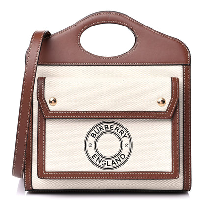 Burberry Canvas Smooth Calfskin Two Tone Mini Pocket Bag Tan 1 of 13