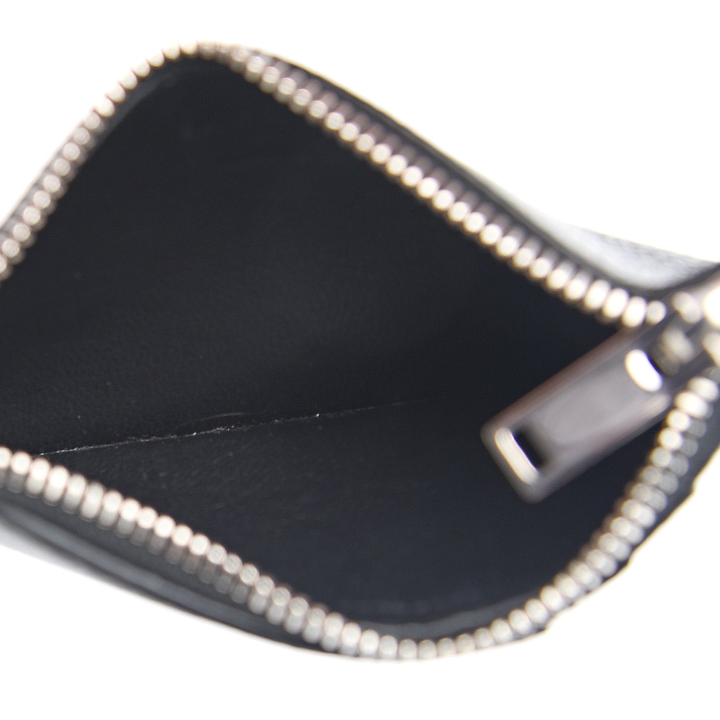 Grained Calfskin 5 Fragments Zip Pouch Card Holder Black