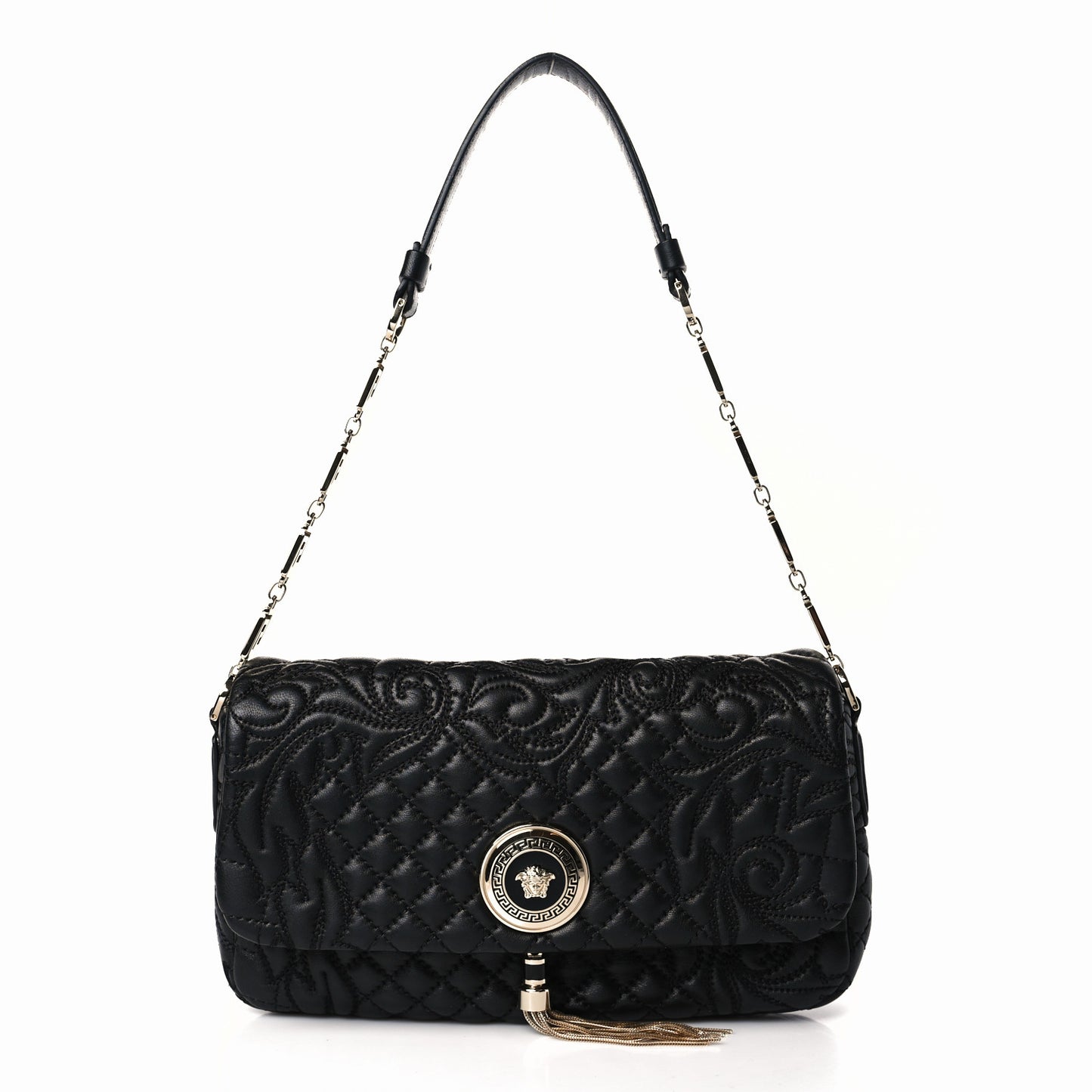Nappa Barocco Quilted Calliope Vanitas Shoulder Bag Black
