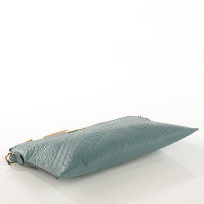 Burberry Signature Grain Calfskin Check Embossed Peyton Crossbody Clutch Bag Celadon Blue 4 of 8