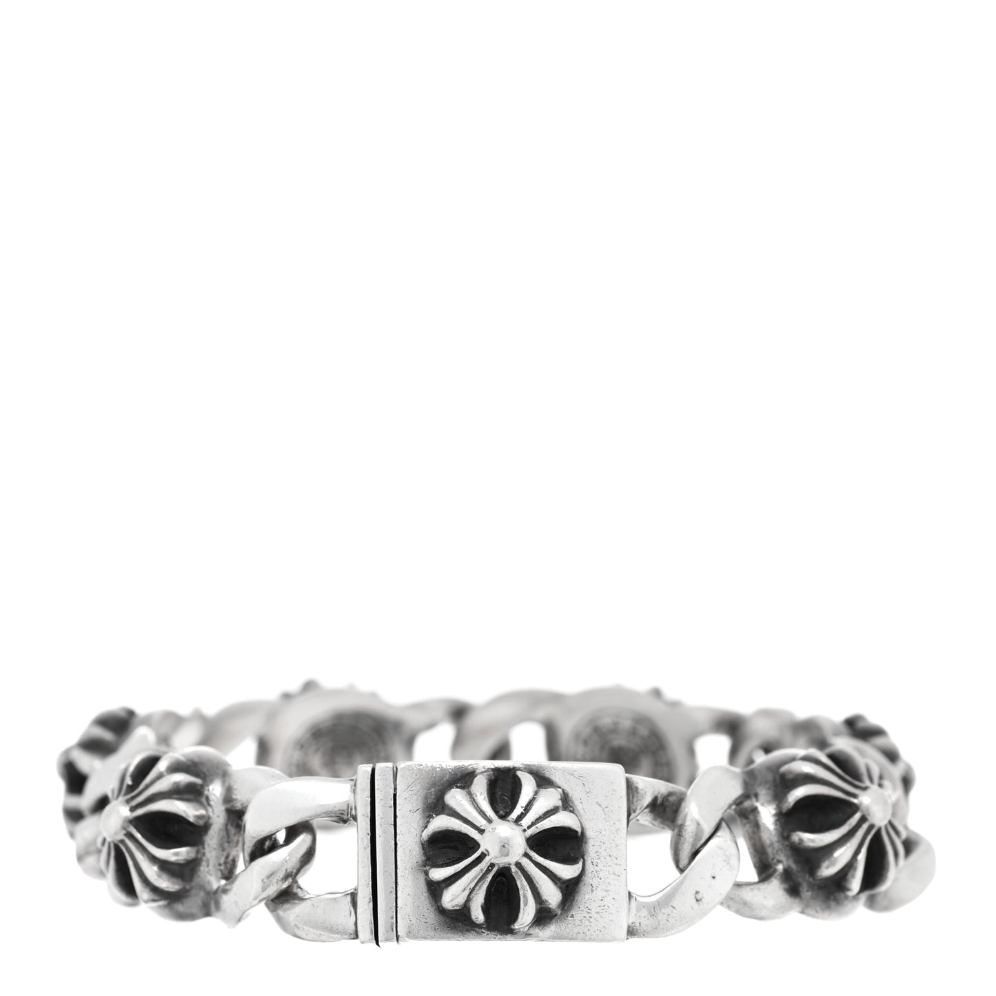 Sterling Silver Maltese Cross Link Bracelet