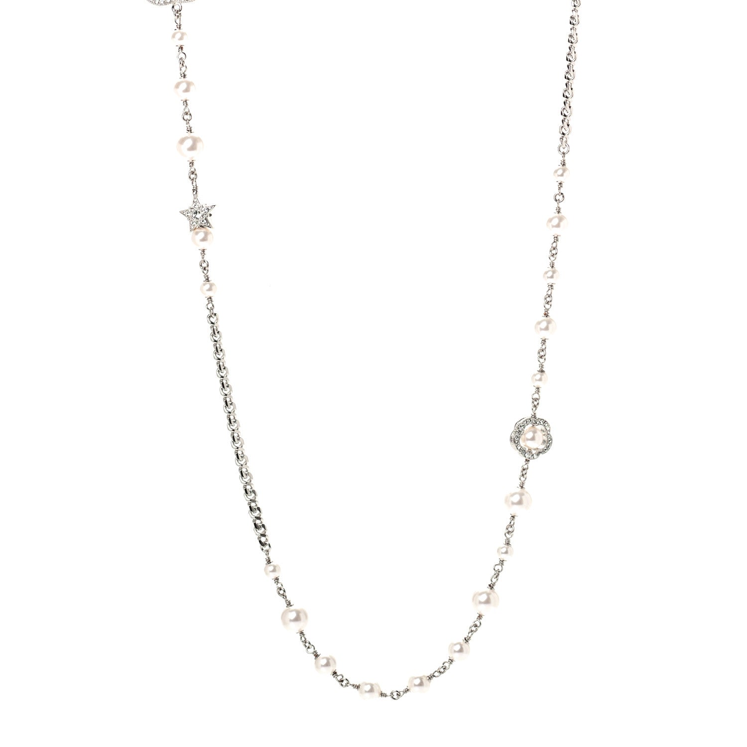 Chanel Pearl CC Star Long Necklace Silver 1 of 4