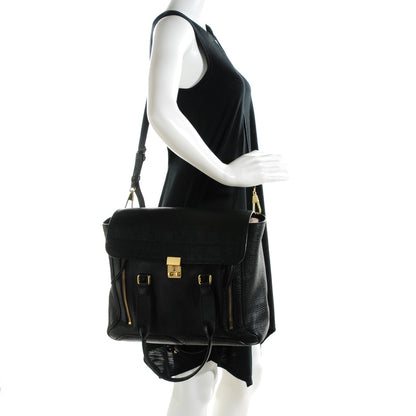 3.1 Phillip Lim 3.1 Textured Calfskin Large Pashli Satchel Black 2 of 8