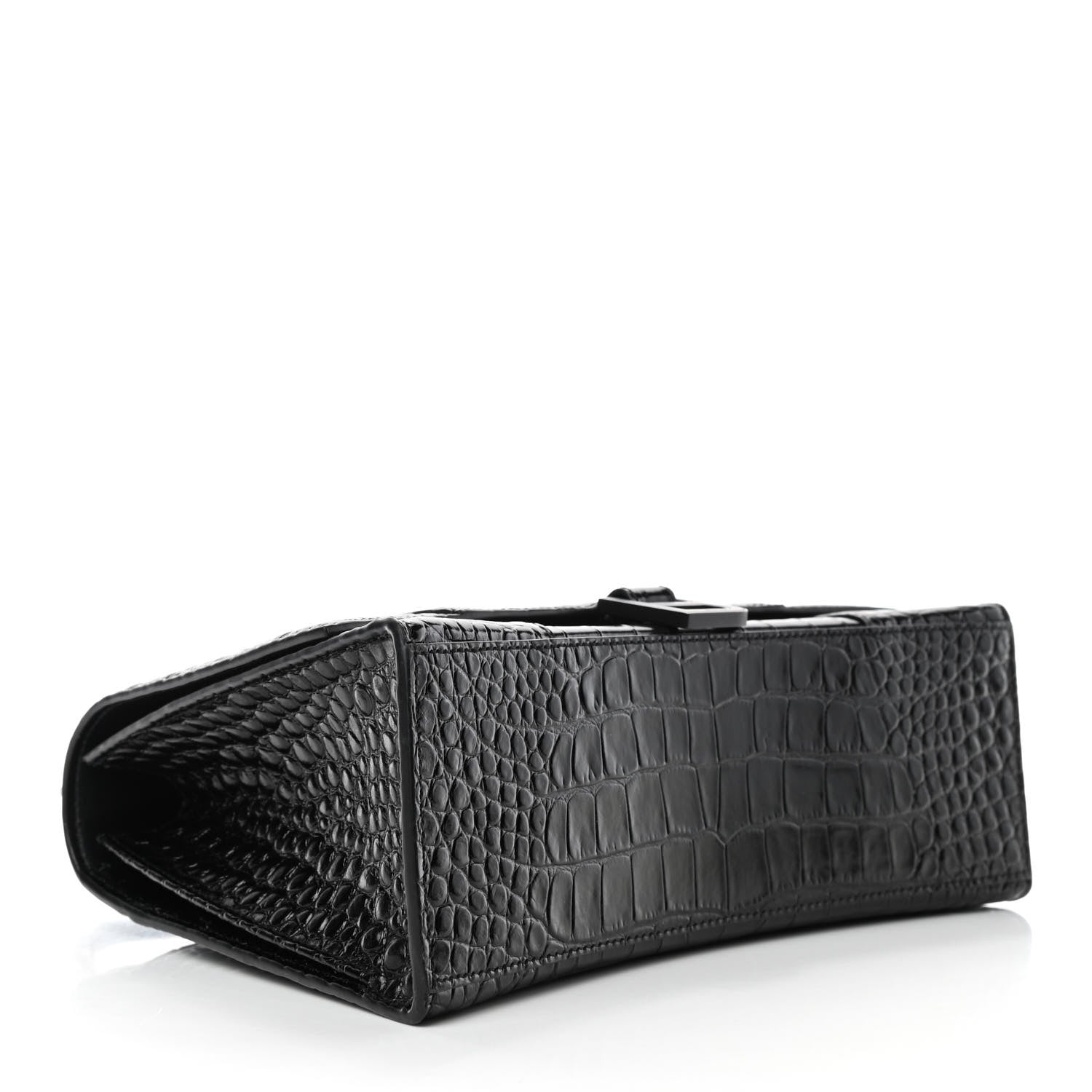 Balenciaga Shiny Calfskin Monochrome Crocodile Embossed Medium Hourglass Top Handle Bag Black 4 of 4
