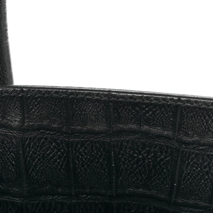 Saint Laurent Calfskin Crocodile Embossed Small Sac de Jour Black 10 of 11