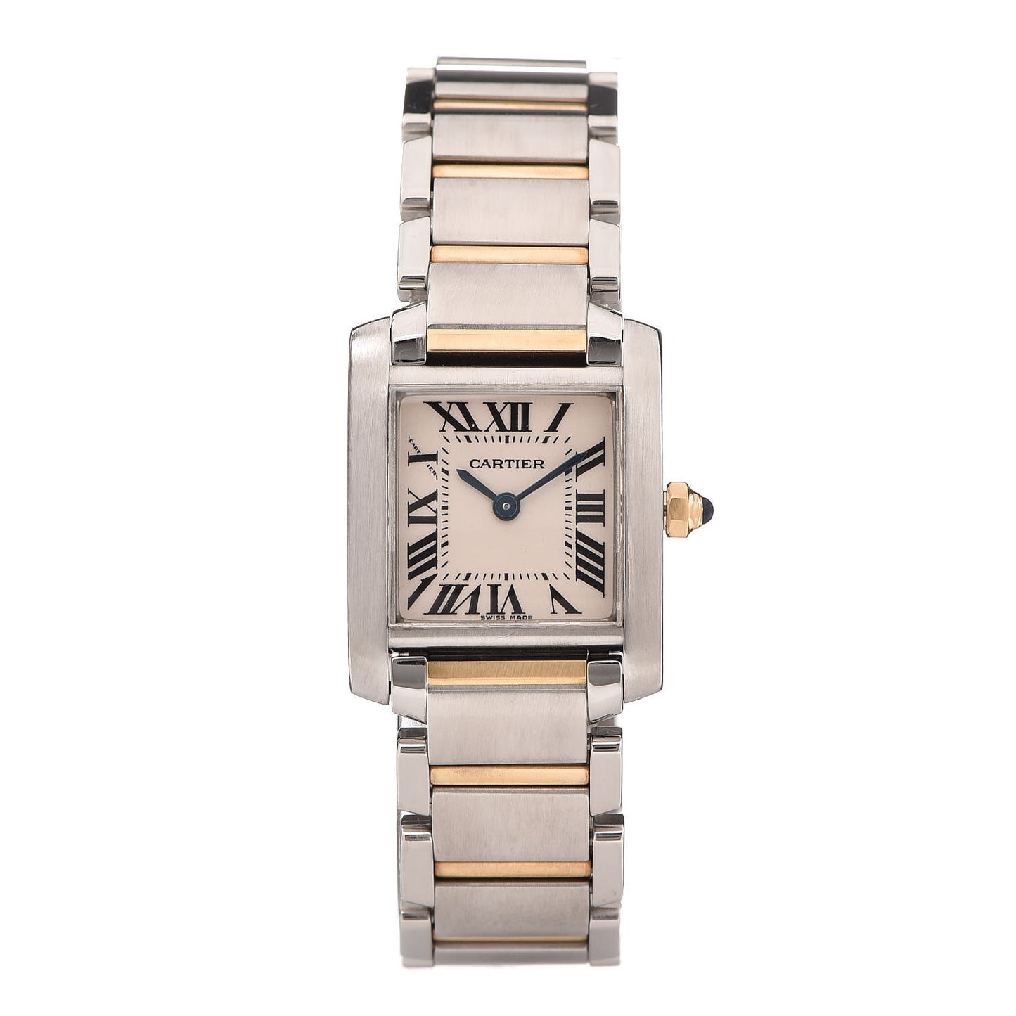 Stainless Steel 18K Yellow Gold 20mm Tank Francaise Quartz Watch