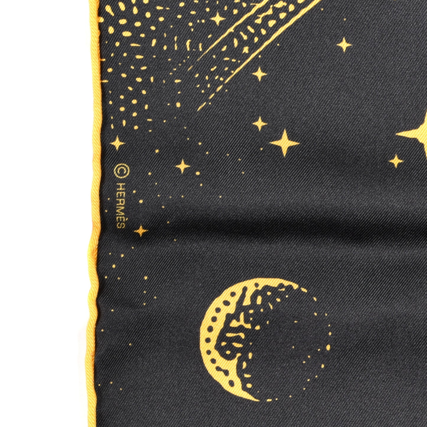 Silk Clair De Lune Double Face Scarf 90 Black Jaune D'Or Bleu