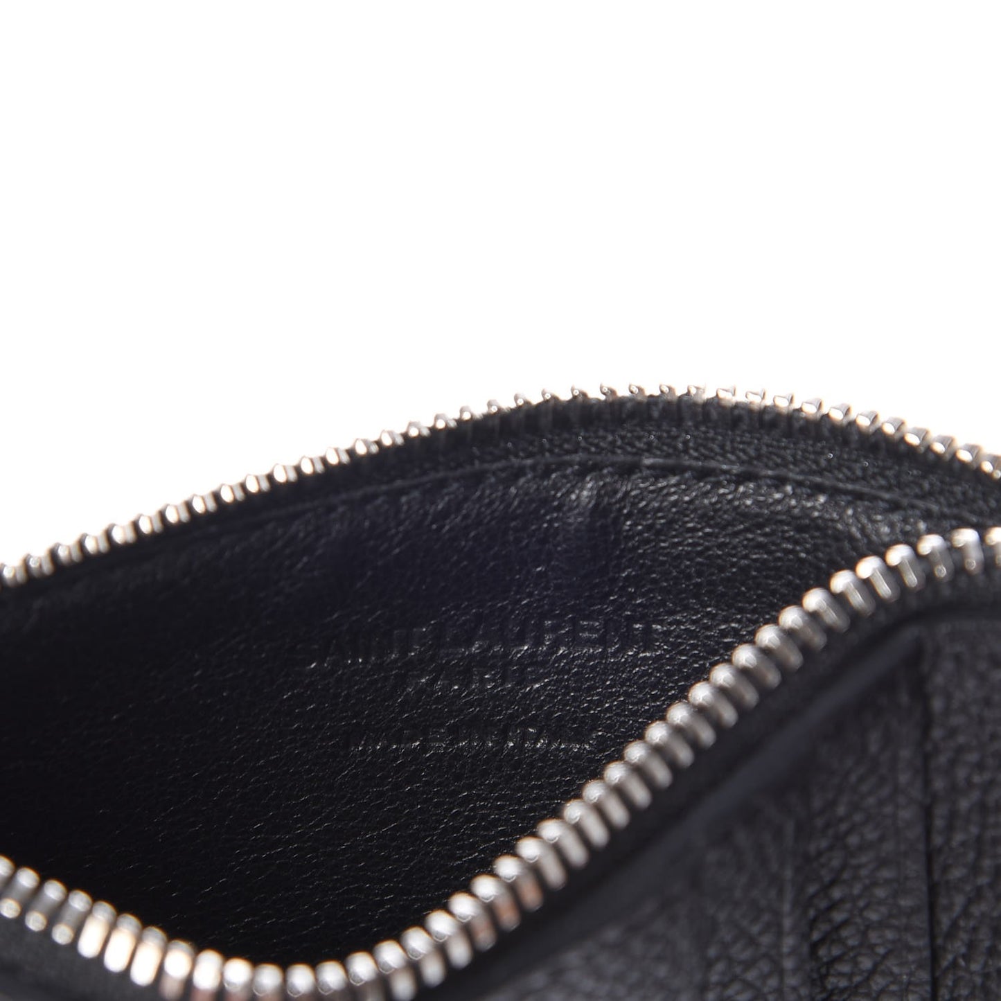 Grained Calfskin 5 Fragments Zip Pouch Card Holder Black