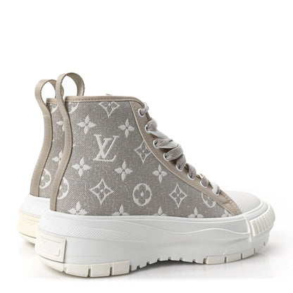 Louis Vuitton Denim Monogram Squad Sneaker Boots 37 Beige 5 of 9