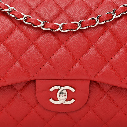 Chanel Caviar Quilted Jumbo Double Flap Red 8 of 10