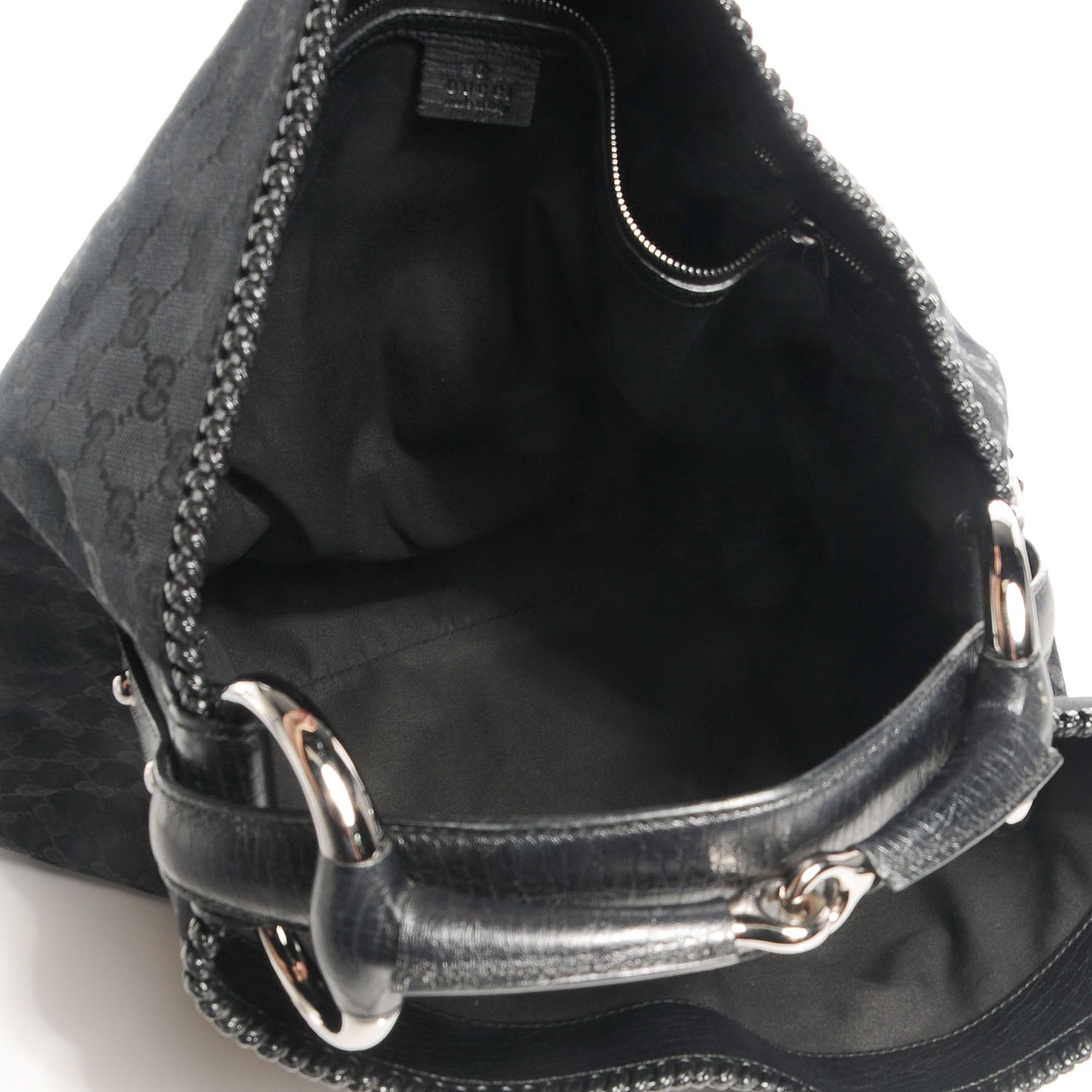 Gucci Monogram Large Horsebit Chain Hobo Black 5 of 7