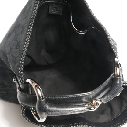 Gucci Monogram Large Horsebit Chain Hobo Black 5 of 7