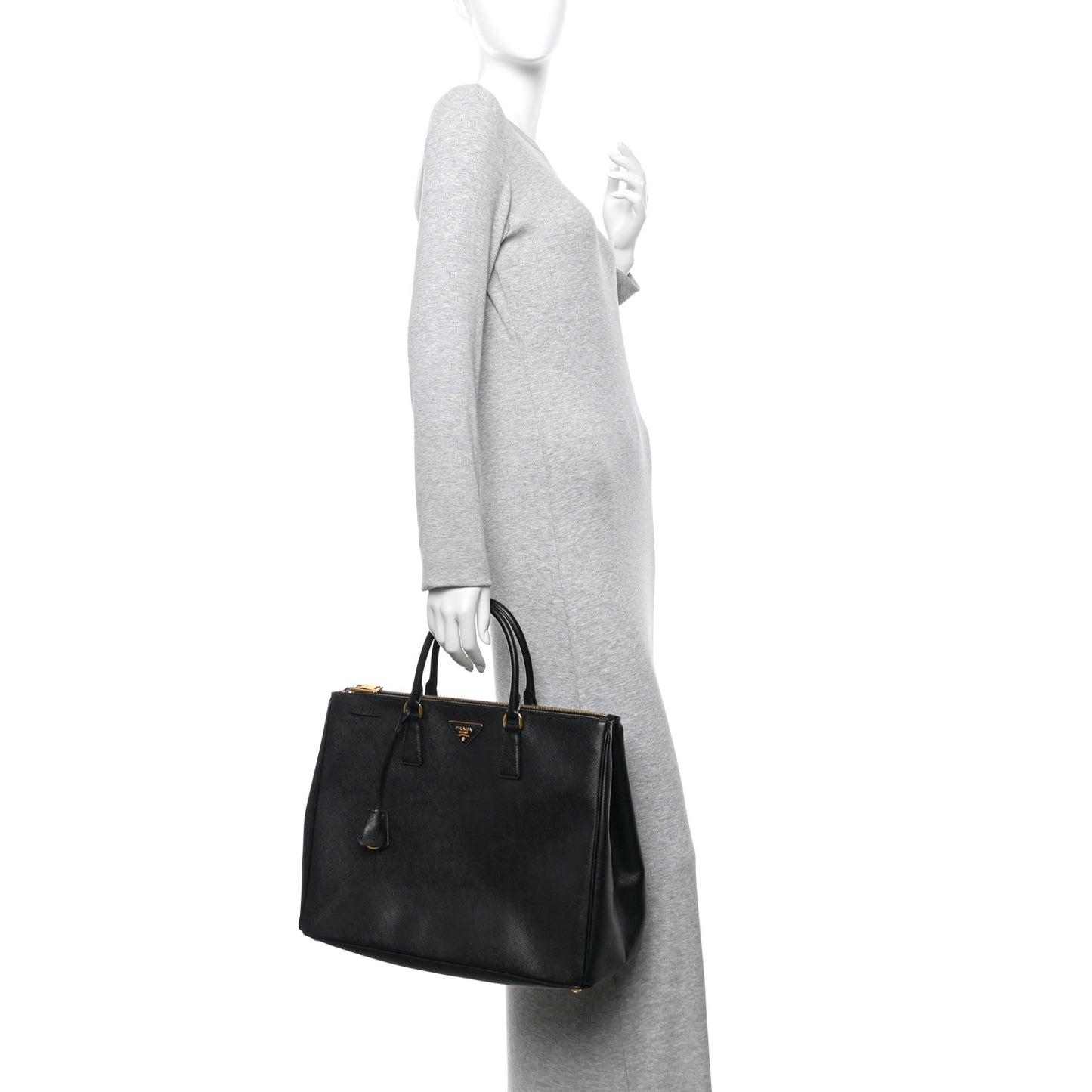 Saffiano Lux Extra Large Galleria Double Zip Tote Black