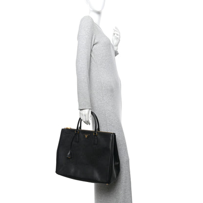 Prada Saffiano Lux Extra Large Galleria Double Zip Tote Black 2 of 10