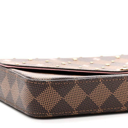 Louis Vuitton Damier Ebene Studded Pochette Felicie Chain Wallet 9 of 10