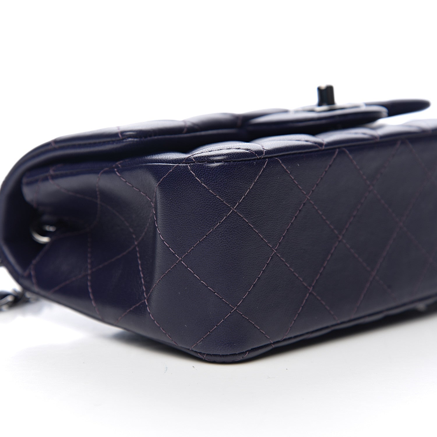 Chanel Lambskin Quilted Mini Rectangular Flap Dark Purple 4 of 9