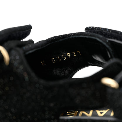 Chanel Suede Calfskin Glitter Crystal Velcro Dad Sandals 35 Black 6 of 10