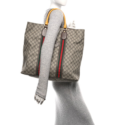 Gucci GG Supreme Monogram Web Neo Vintage Tote Beige New Acero Crop 2 of 11