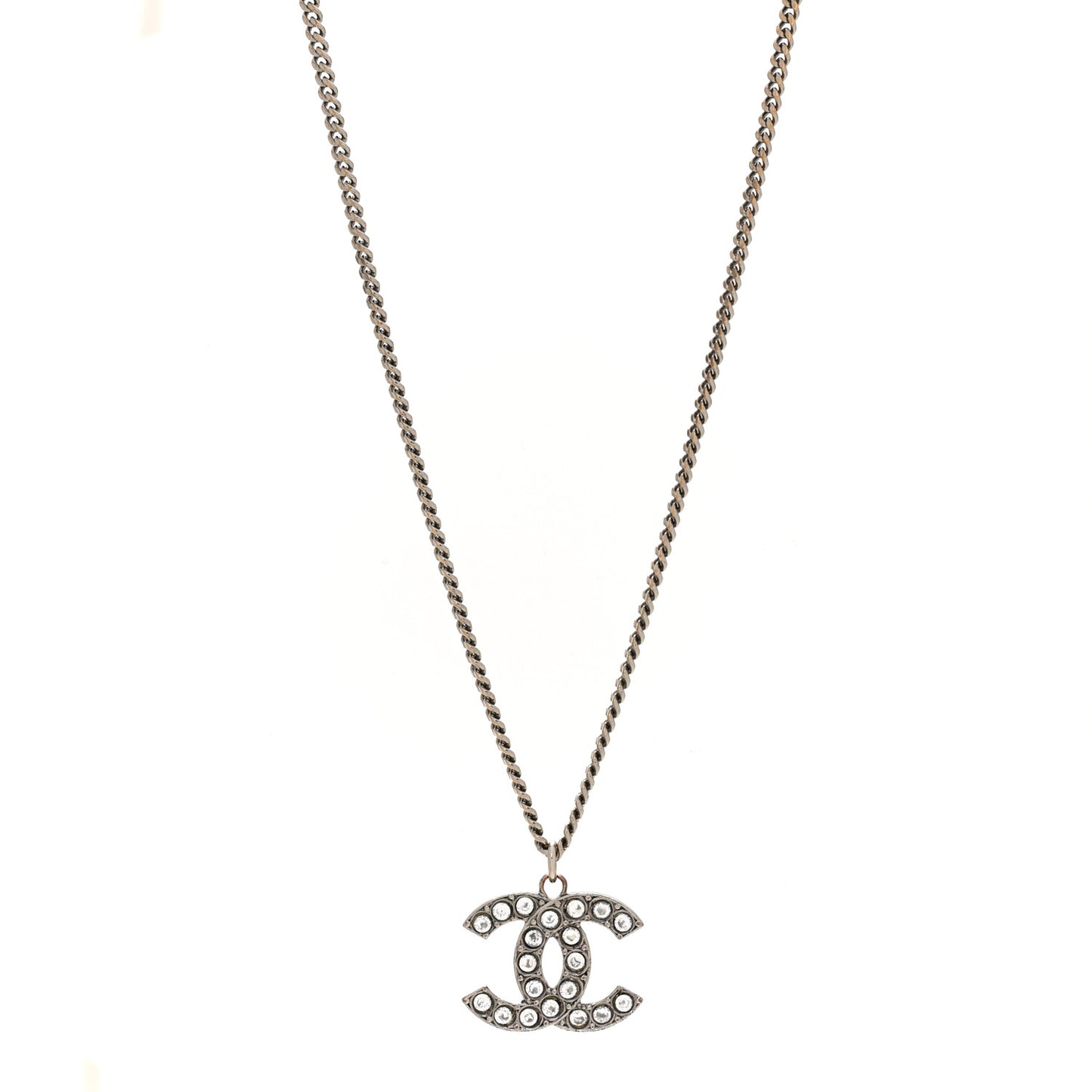 Crystal CC Pendant Necklace Silver