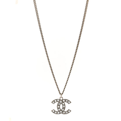 Chanel Crystal CC Pendant Necklace Silver 1 of 6