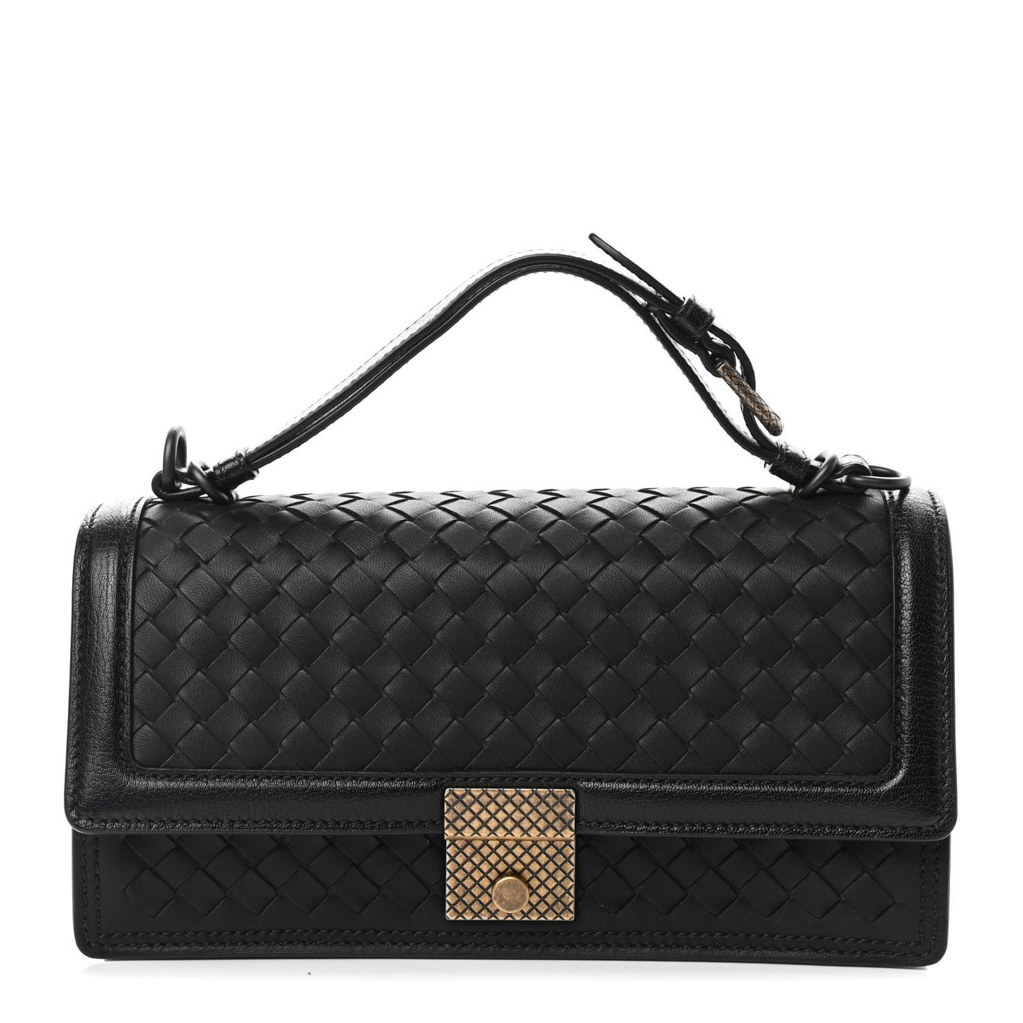 Nappa Intrecciato Top Handle Bag Black