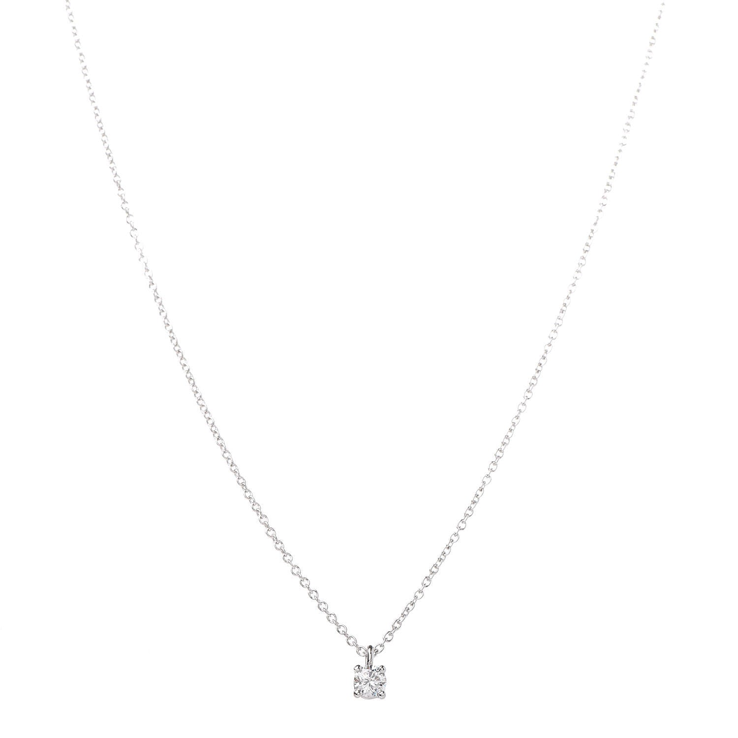 Tiffany Platinum Diamond .18ct Solitaire Pendant Necklace 1 of 6