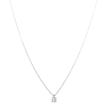 Tiffany Platinum Diamond .18ct Solitaire Pendant Necklace 1 of 6