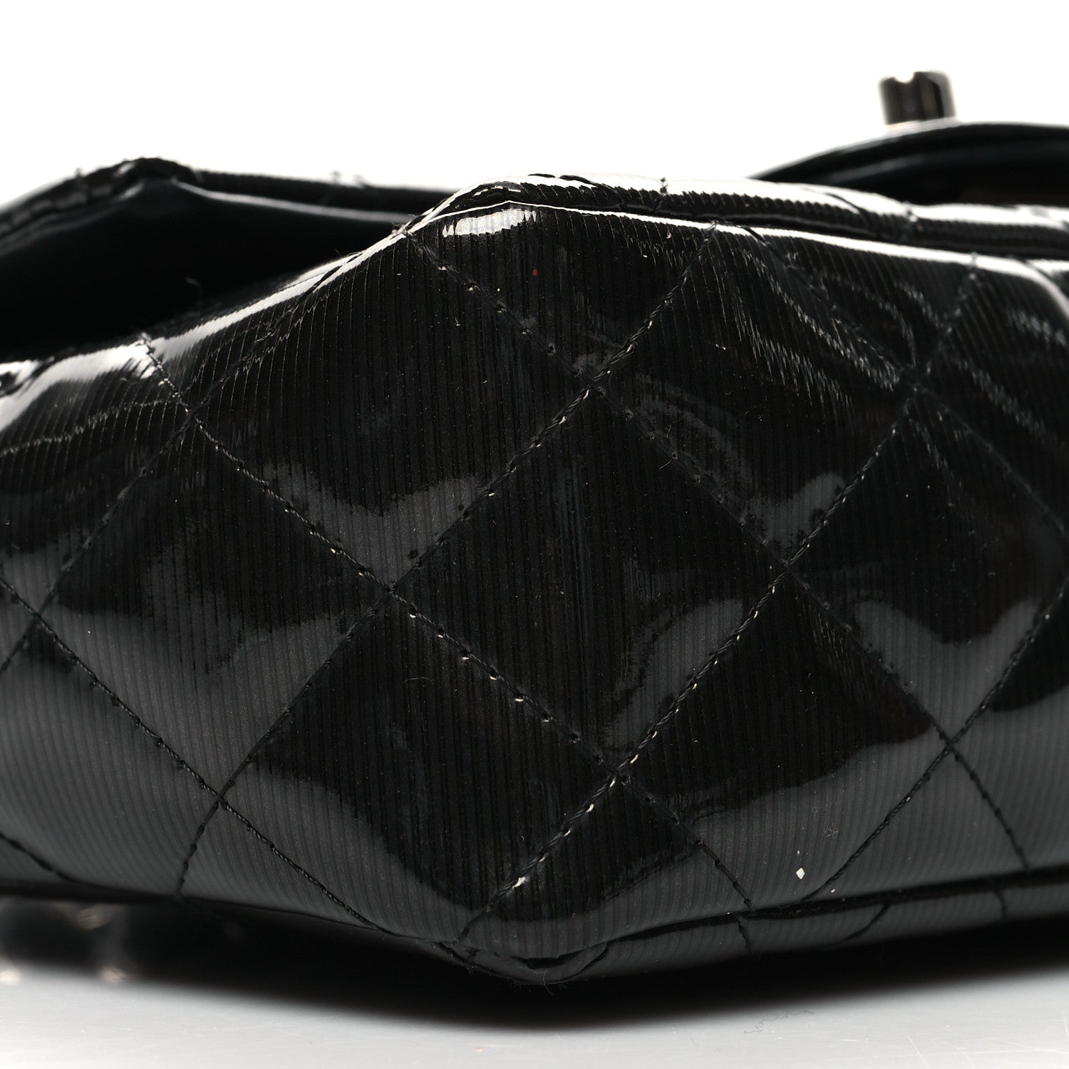 Chanel Striated Patent Quilted Mini Rectangular Flap Black 9 of 10