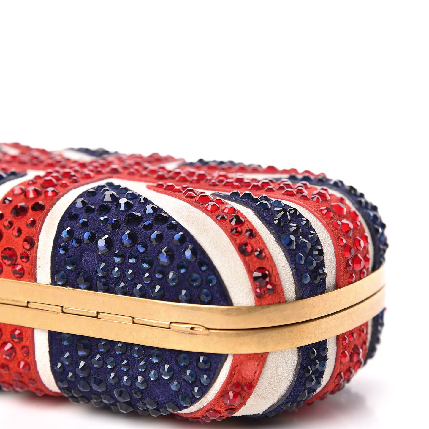Suede Swarovski Crystal Pearl Britannia Skull Box Clutch Red Blue
