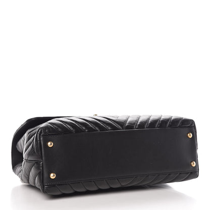 Chanel Calfskin Chevron Quilted Large Coco Handle Flap Light Black 4 of 8