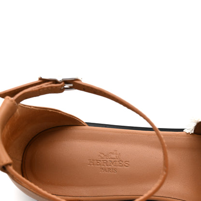 Hermes Denim Fringe Santorini Sandals 39 Bleu Clair Naturel 8 of 10