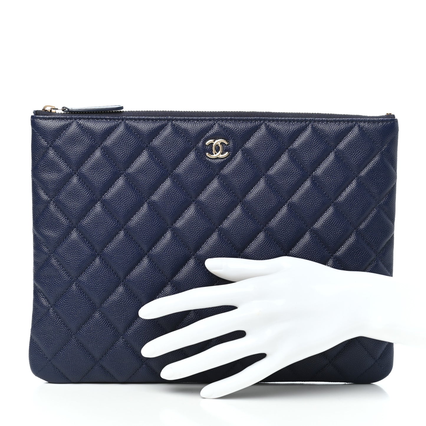 Caviar Quilted Medium Cosmetic Case Blue