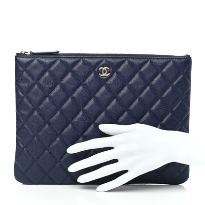 Chanel Caviar Quilted Medium Cosmetic Case Blue 2 of 7
