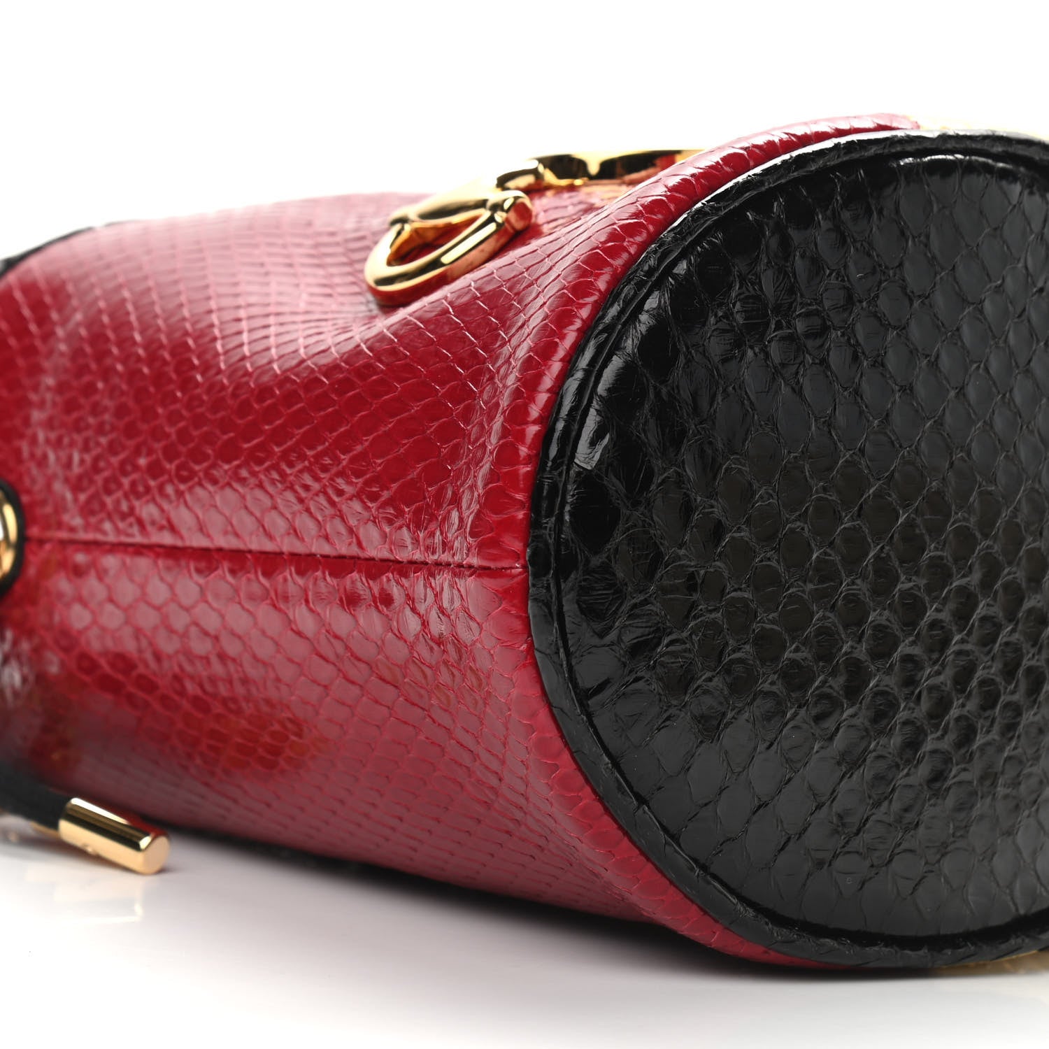 Gucci Snakeskin Mini Zumi Bucket Bag Hibiscus Red Butter Black 7 of 9
